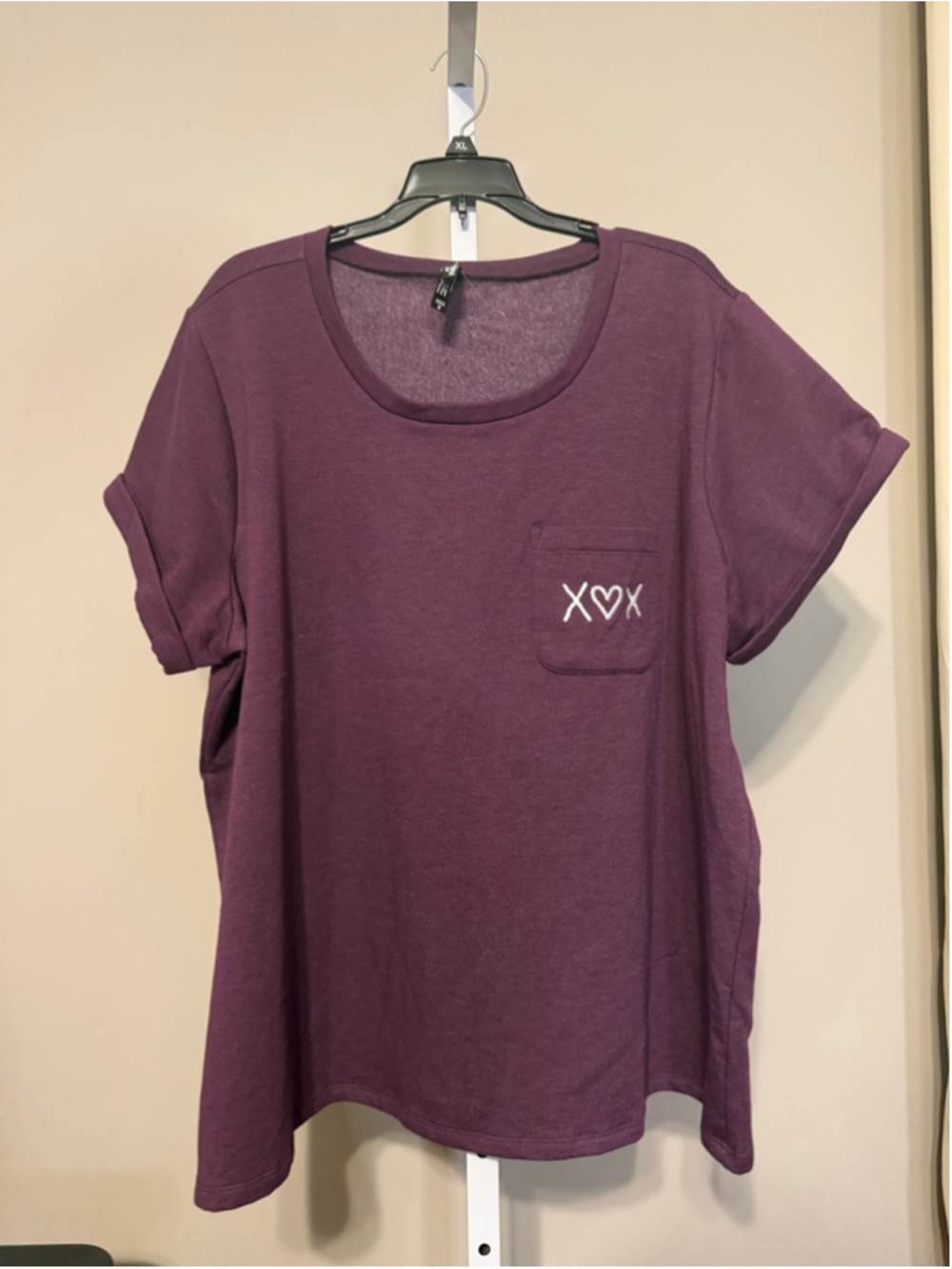 Women's Torrid Plus 3X Purple Short Sleeve Tee with XOX Detail